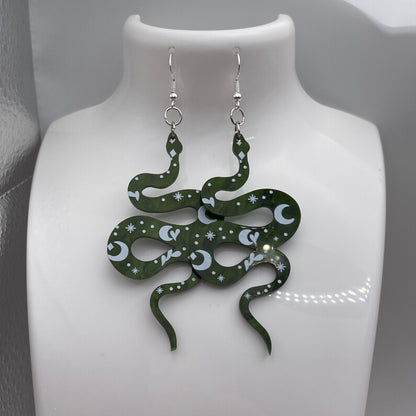 Green Snake Earrings