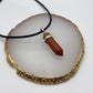 Red Tigers Eye Crystal Pendant Necklace on Black Cord