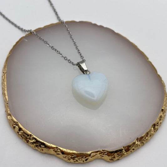 Opalite Pendant Heart Necklace