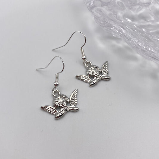 Silver Cherub Earrings