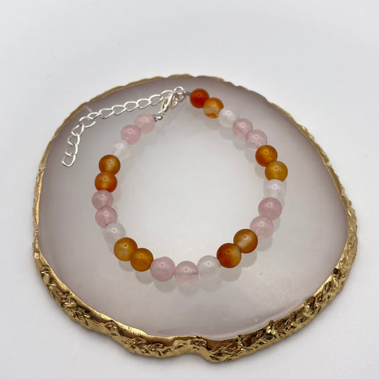 Round Orange, White and Pink/ Purple Crystal Bracelet