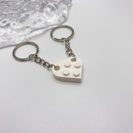 White Matching Lego Heart Keyring