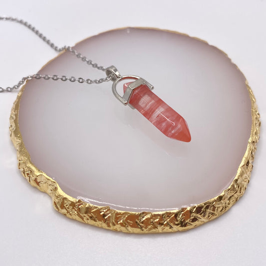 Red Watermelon Crystal Pendant Necklace