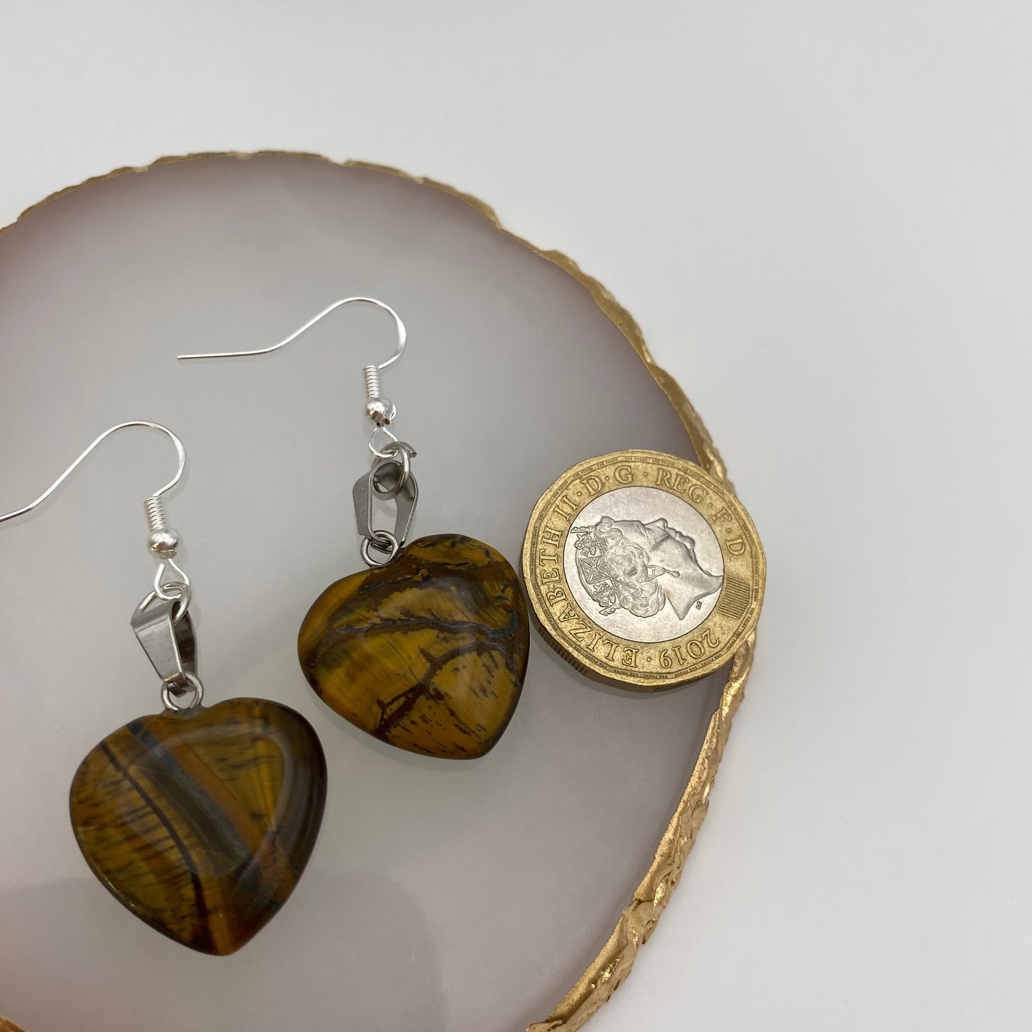 Tigers Eye Pendant Heart Earrings