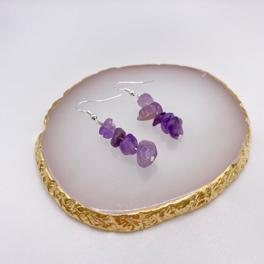 Purple Amethyst Crystal Earrings
