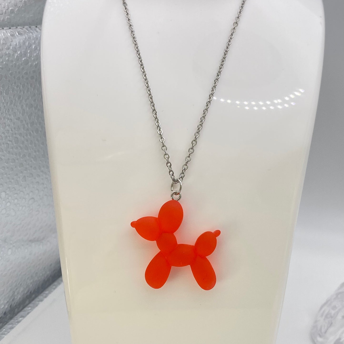 Red Balloon Animal Dog Necklace
