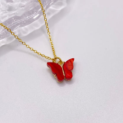 Colourful Butterfly Necklaces Gold