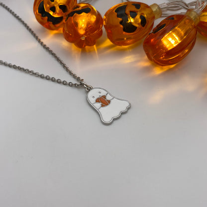 White Pumpkin Ghost Necklace