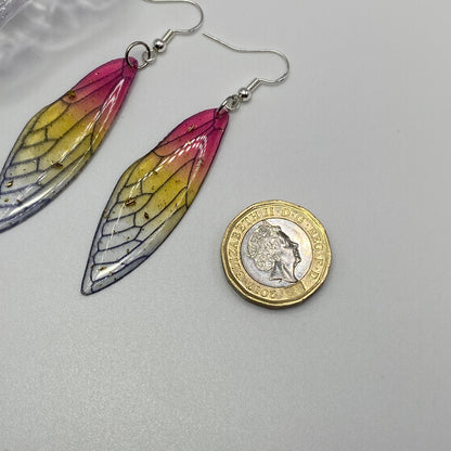 Big Pink Fairy Wing Earrings