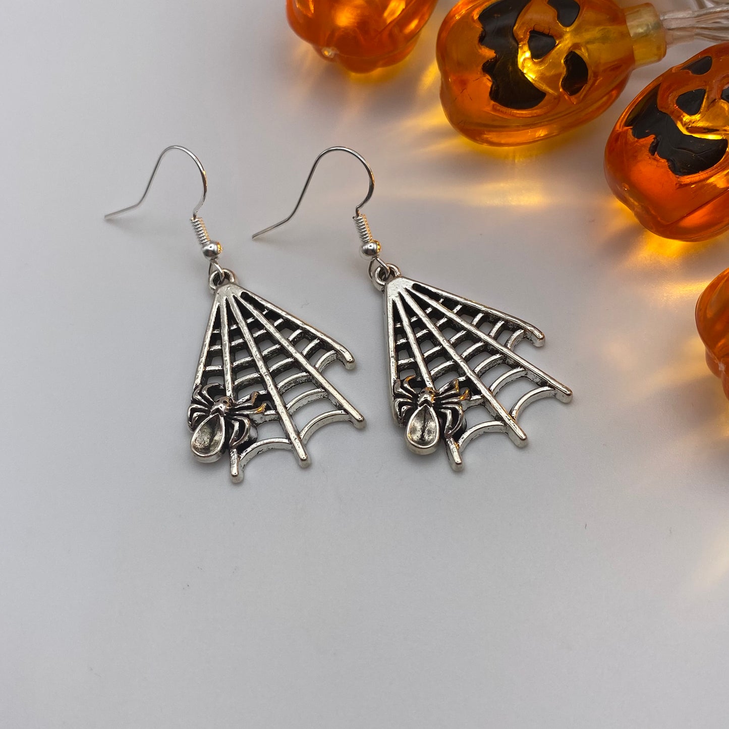 Spider on Cobweb Section Earrings