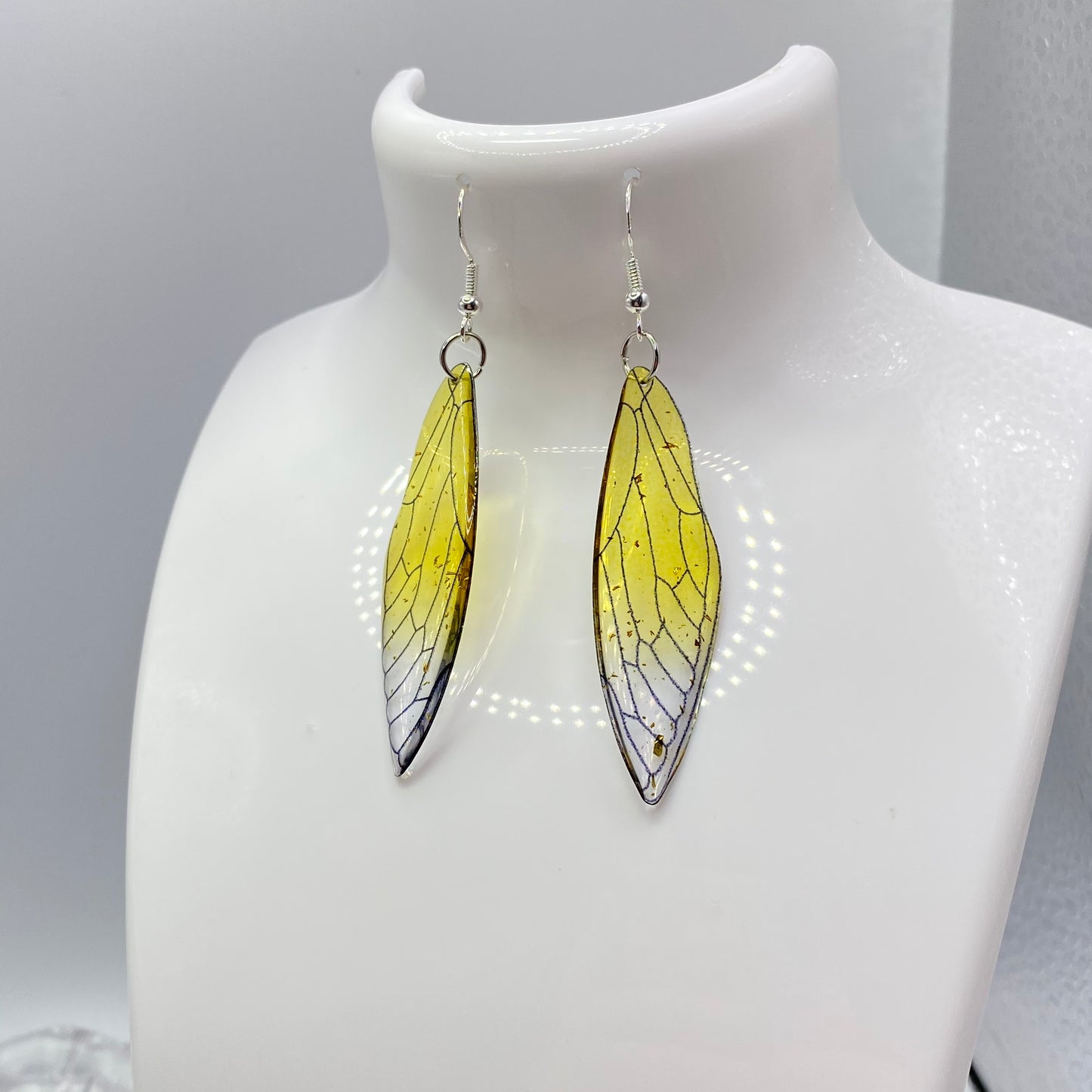 Big Yellow Fairy Wing Earrings