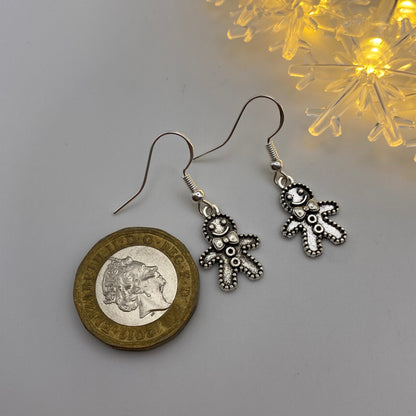 Silver Gingerbread Man Earrings