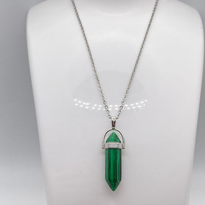 Green Malachite Crystal Pendant Necklace