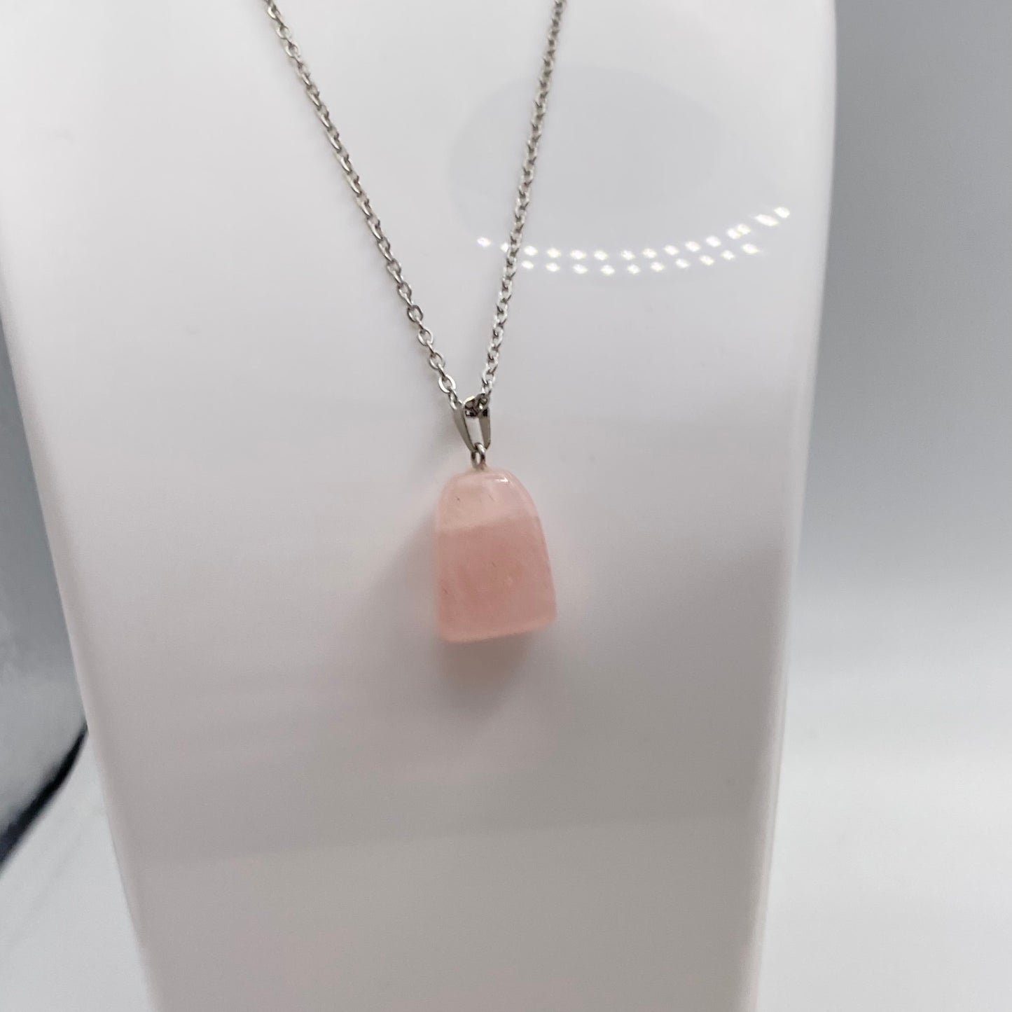 Rose Quartz Crystal Chunk Pendant Necklace