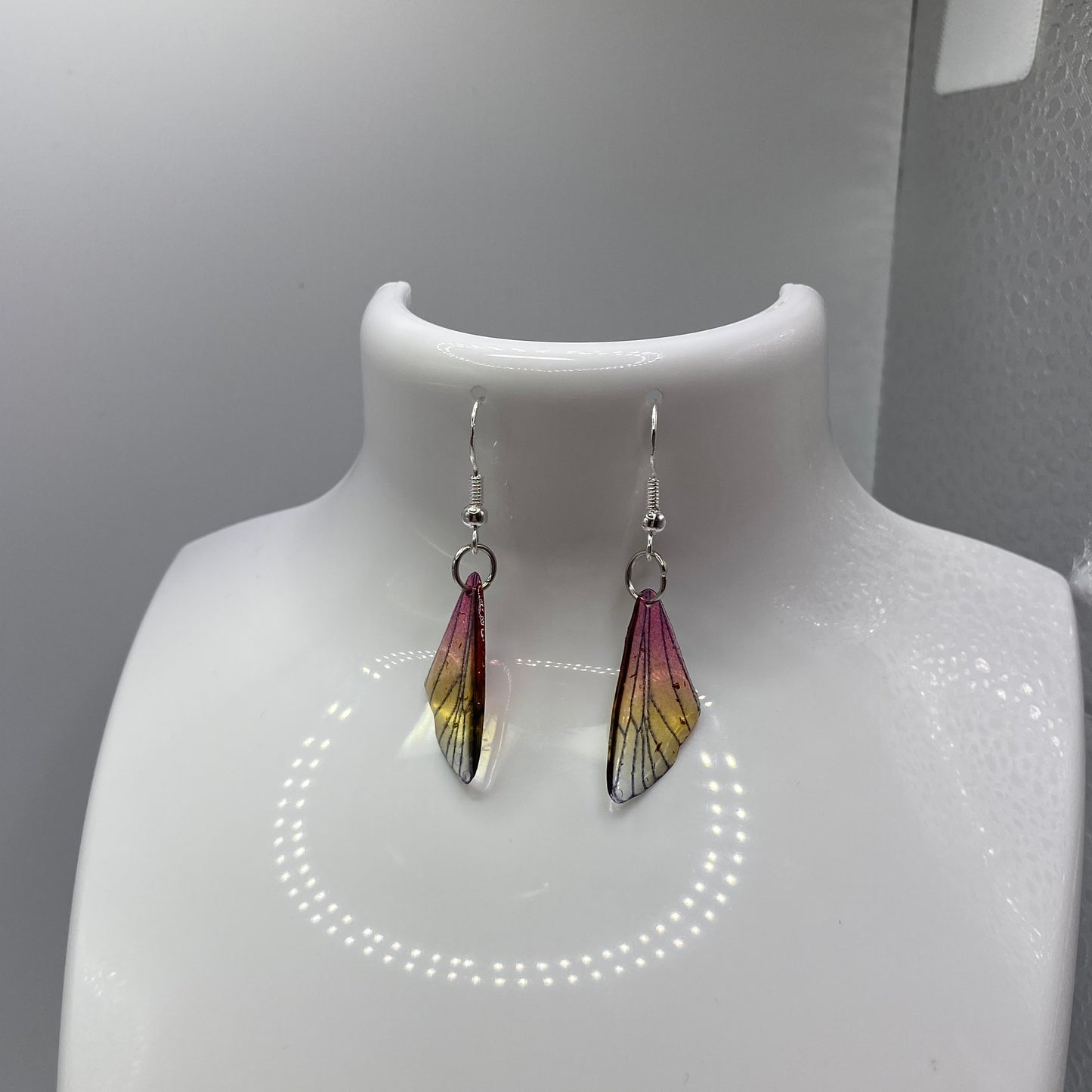 Small Pink Fairy Wing Earrings