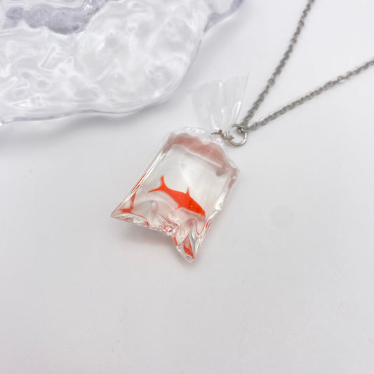 Orange Fish Bag Necklace