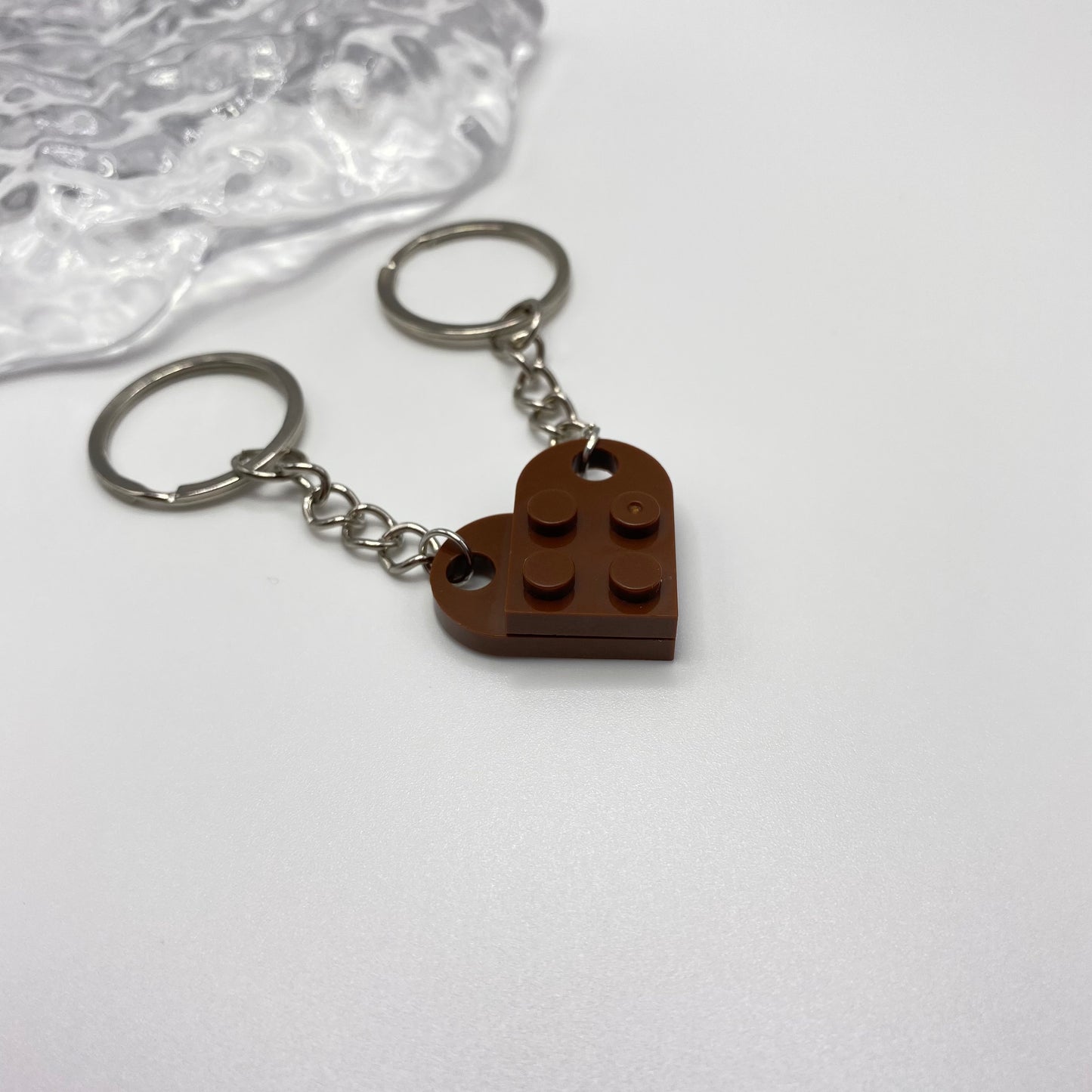 Brown Matching Lego Heart Keyring