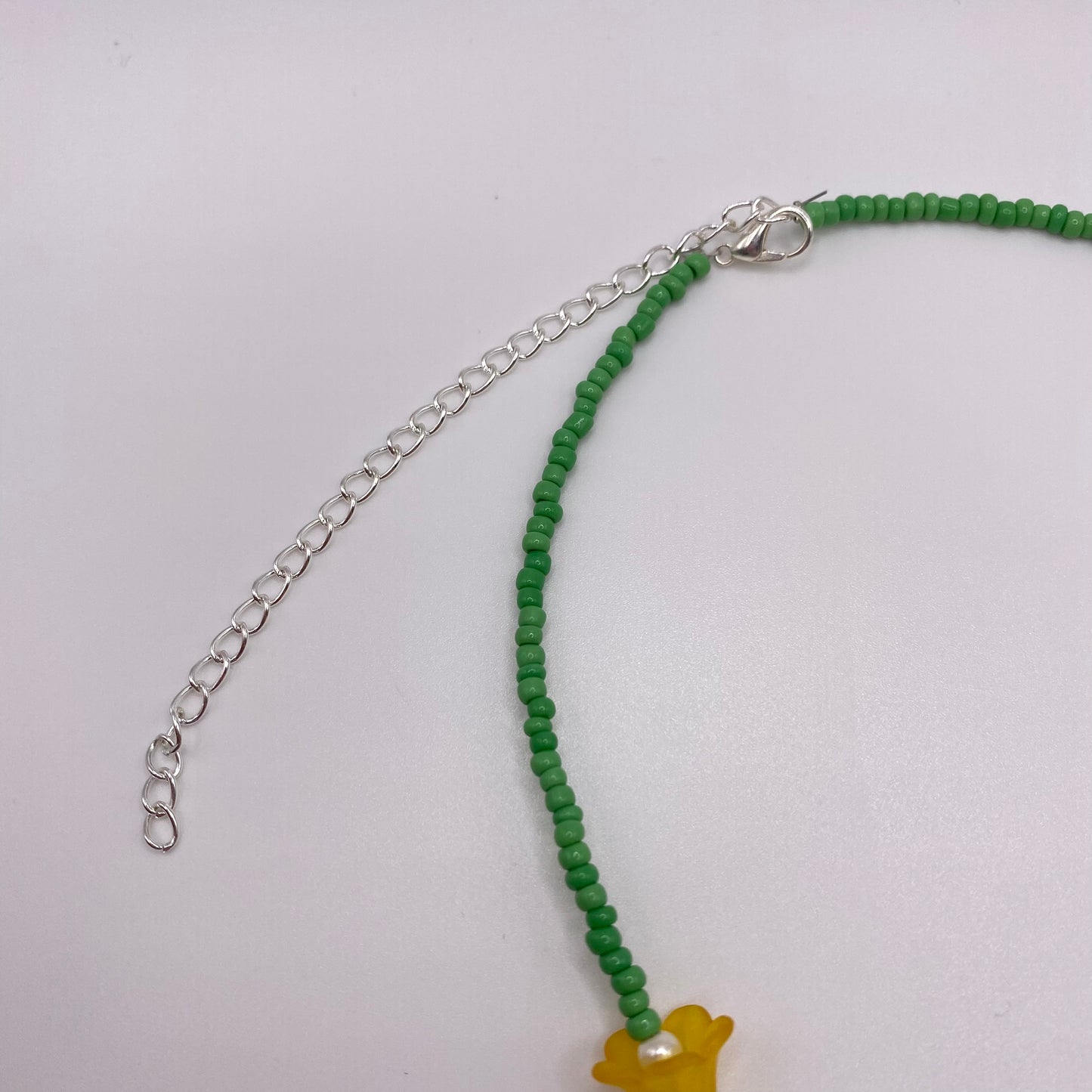 Orange Flower Beaded Necklace
