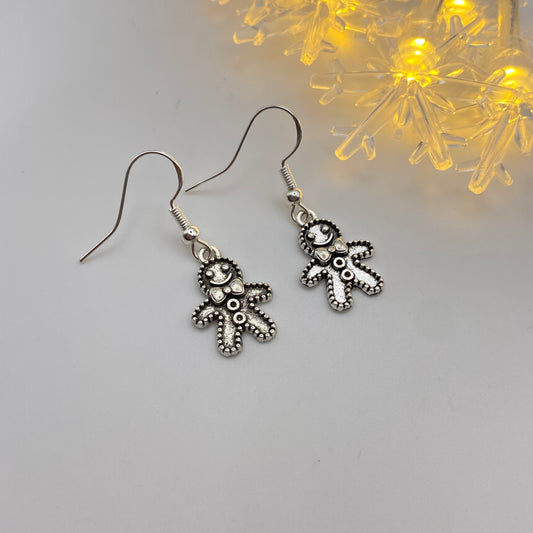 Silver Gingerbread Man Earrings