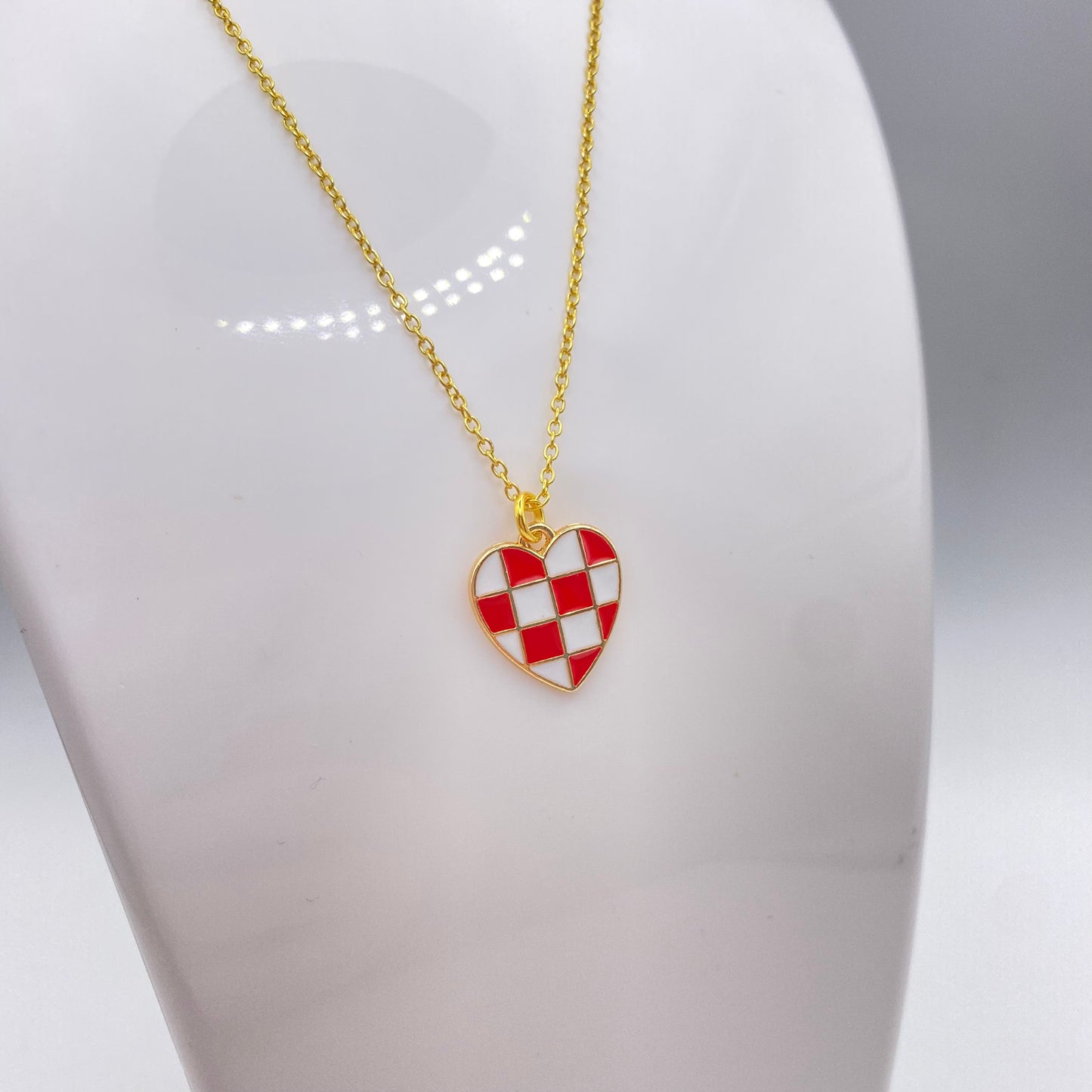 Checkered Heart Necklace