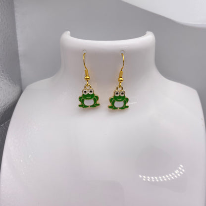 Green Frog Earrings