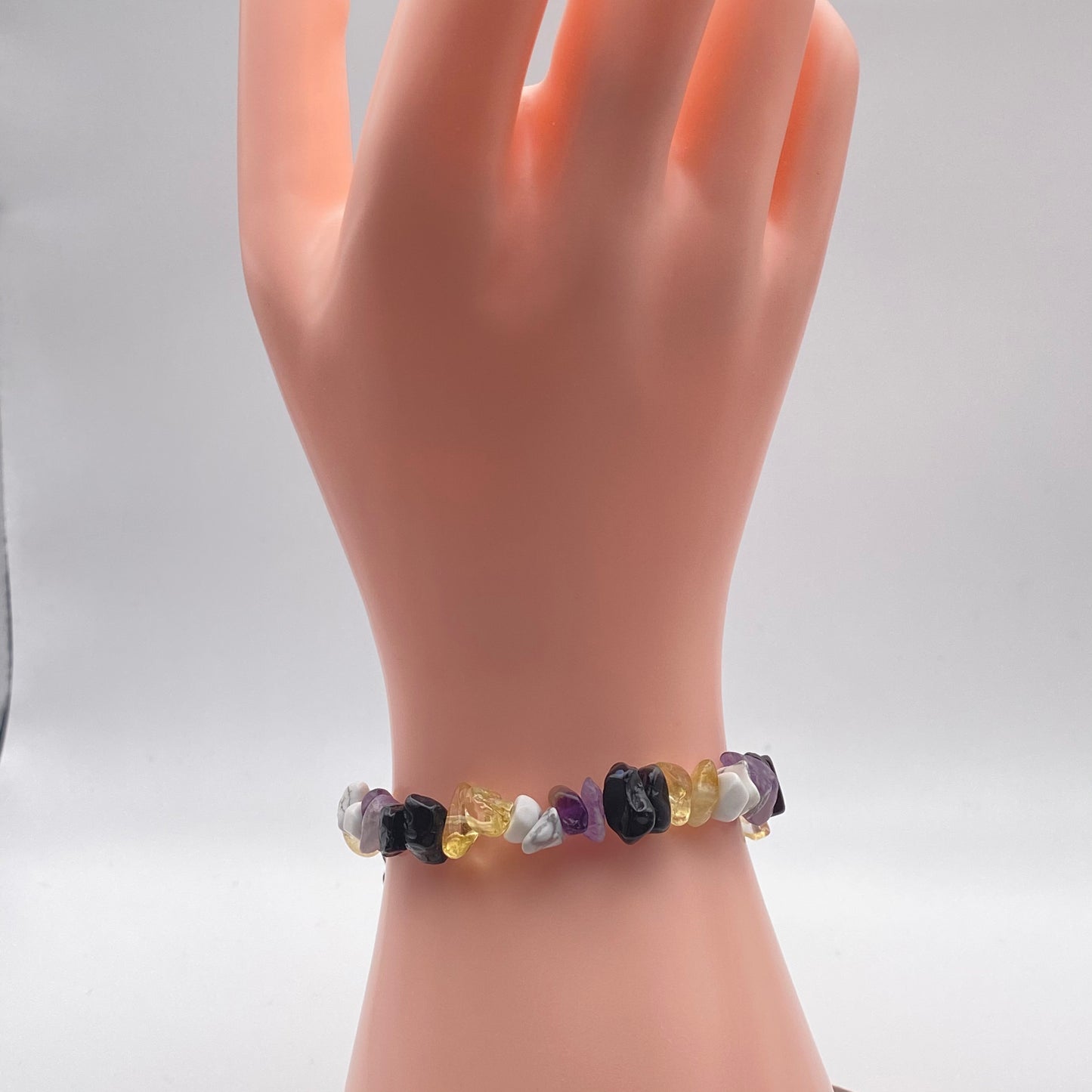 Yellow, White, Purple and Black Crystal Bracelet