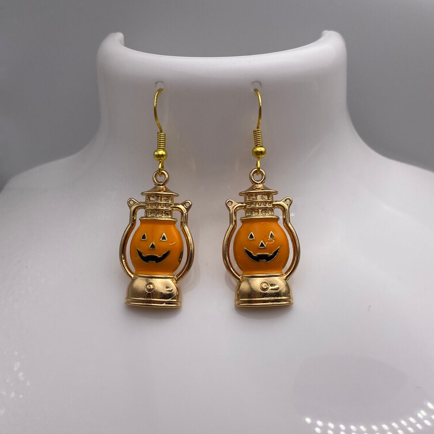 Gold Pumpkin Lantern Earrings
