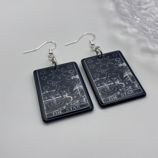 Black and White The Star Tarot Card Earrings