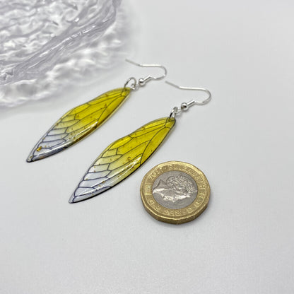 Big Yellow Fairy Wing Earrings