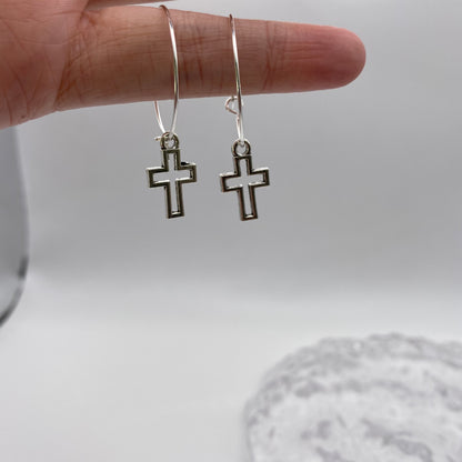 Cross Outline Hoop Earrings