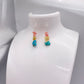 Pink, Yellow and Blue Crystal Earrings
