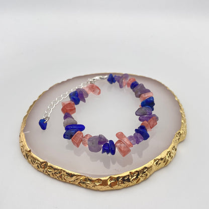 Blue, Purple and Pink Crystal Bracelet