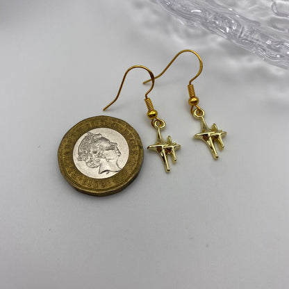 Gold Double Stars Earrings