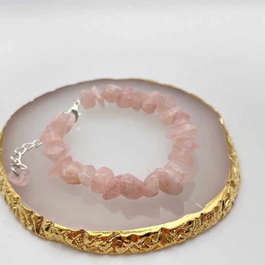 Pink Rose Quartz Crystal Bracelet