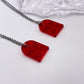 Clear Red Matching Lego Heart Necklace
