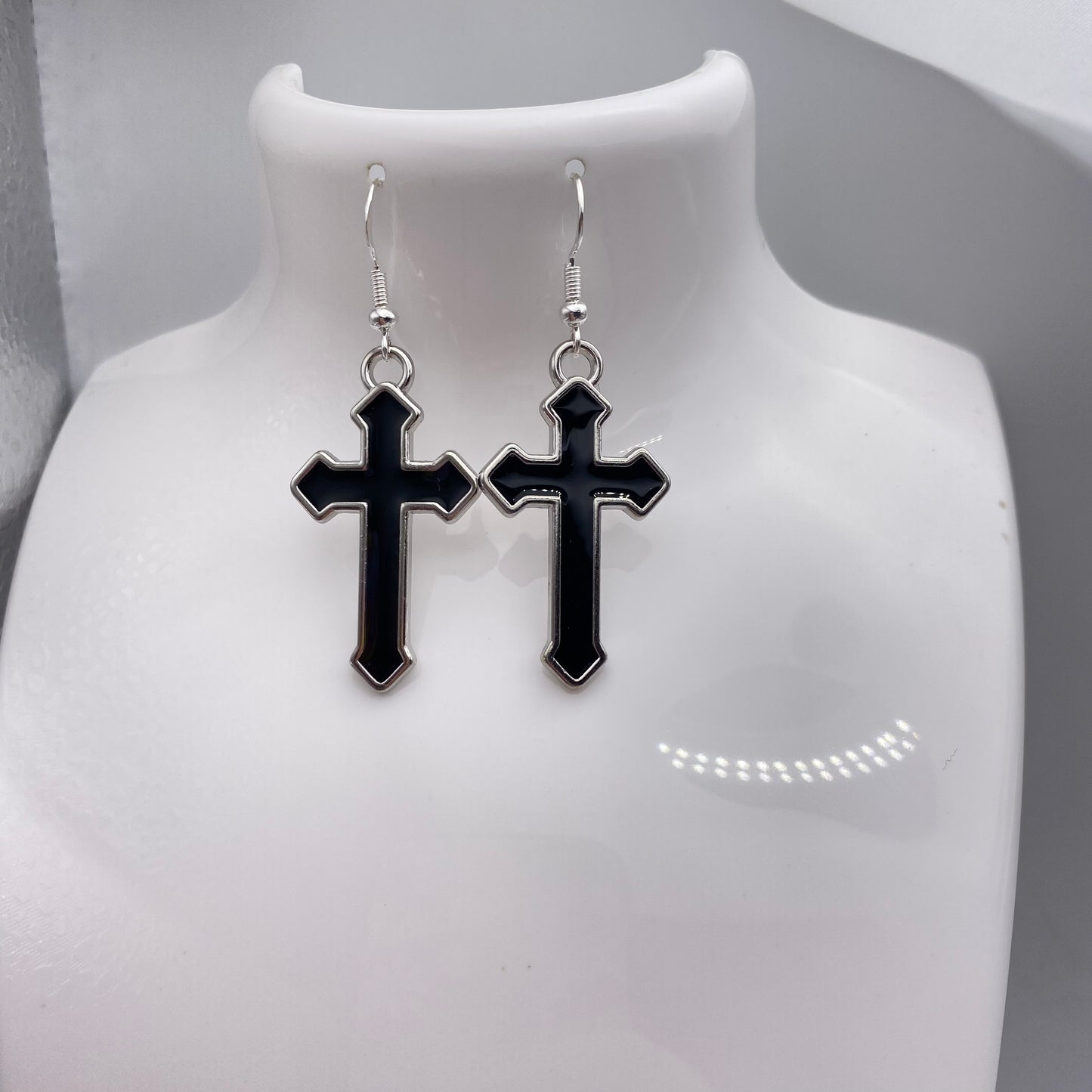 Black Cross Earrings