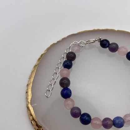 Round Blue, Purple and Pink Crystal Bracelet
