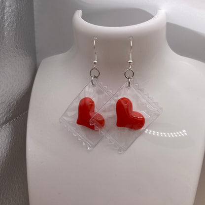 Sweet Candy Heart Wrapper Earrings