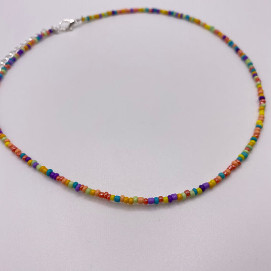 Messy Rainbow Beaded Necklace