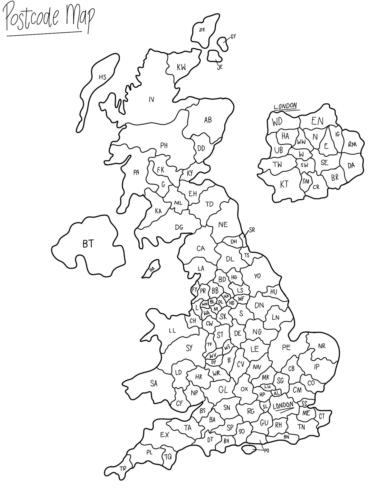 Postcode Order Map (Blank)