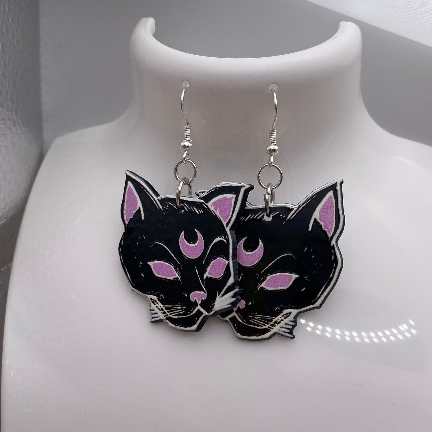 Black Spiritual Cat Earrings