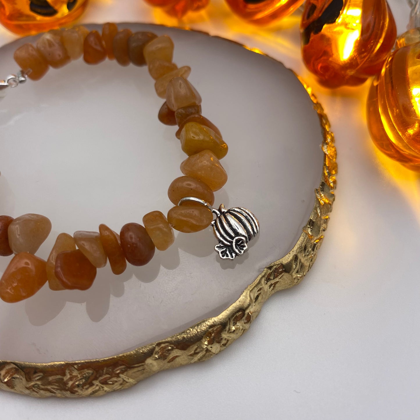 Orange Pumpkin Crystal Bracelet