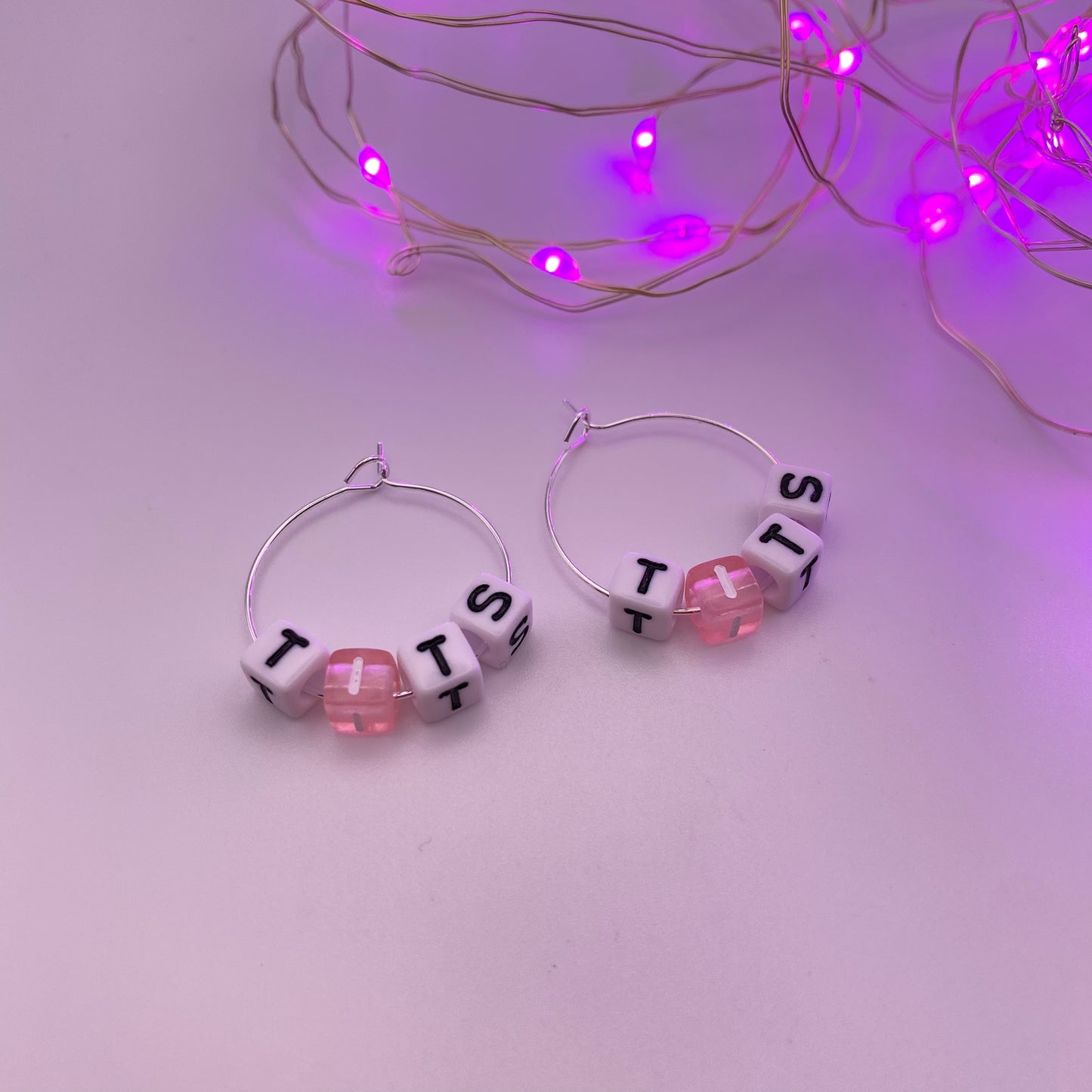 Pink Tits Hoop Earrings