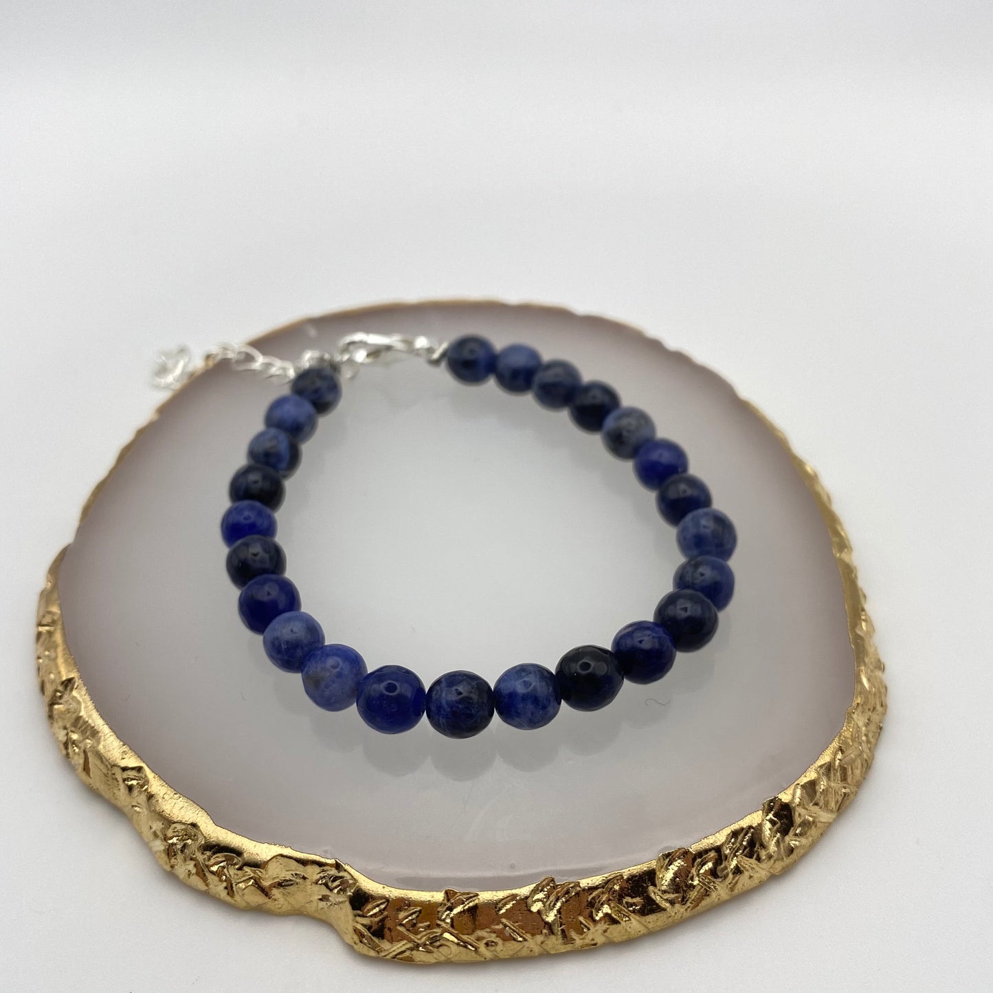 Round Blue Sodalite Crystal Bracelet