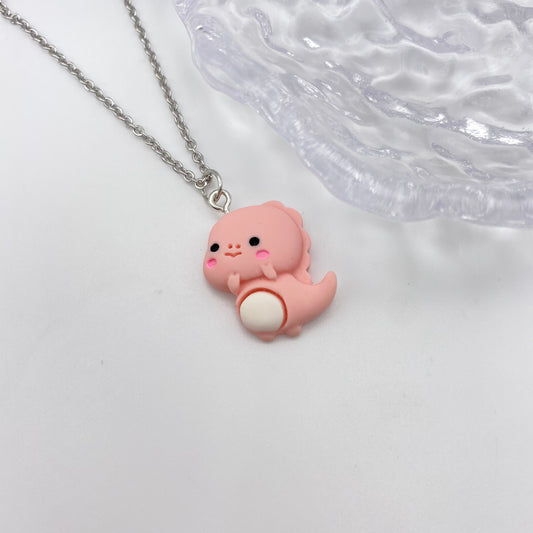 Pink Dinosaur Necklace