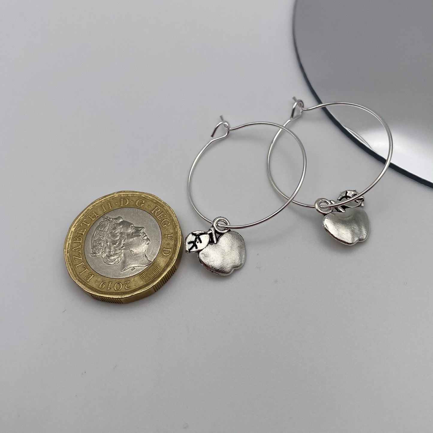 Small Silver Apple Hoop Earrings