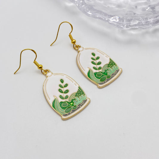 Round Plant Terrarium Earrings