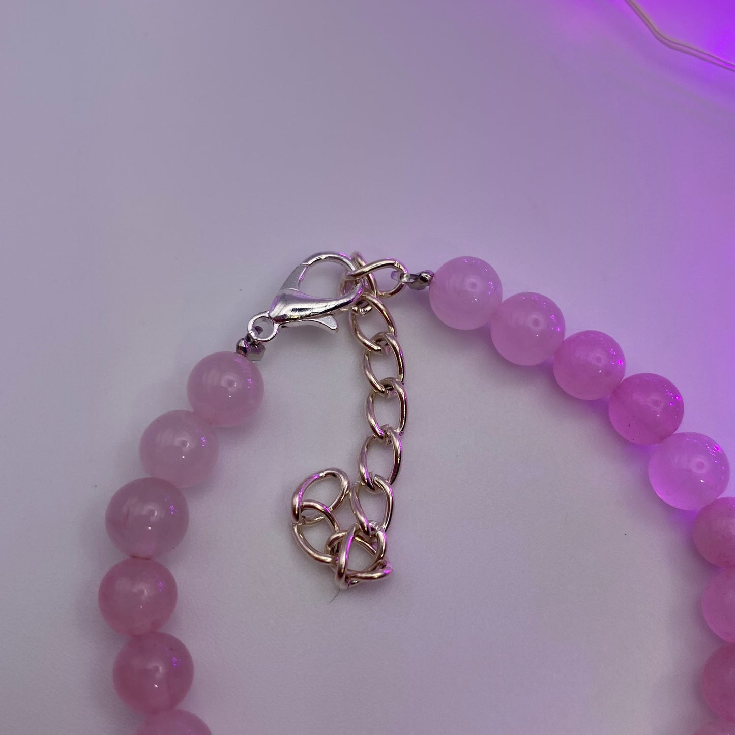 Round Rose Quartz Crystal Bracelet With BCA Ribbon