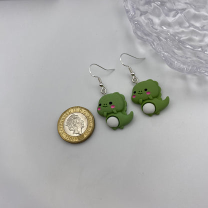 Green Dinosaur Earrings