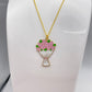 Pink Flower Bouquet Necklace